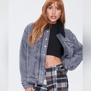 New faux shearling collar jean jacket